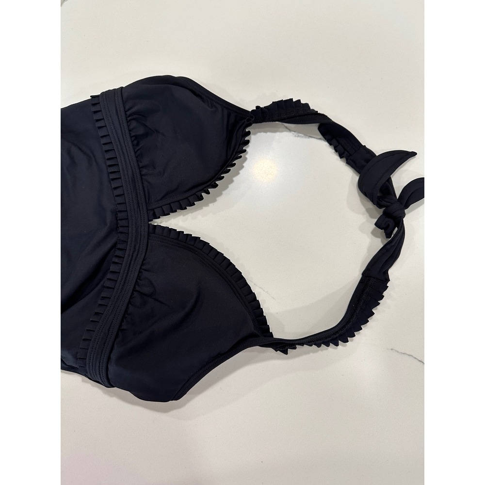 Black Ruffle Halter One Piece Swimsuit Size 12 Womens - Picture 2 of 6